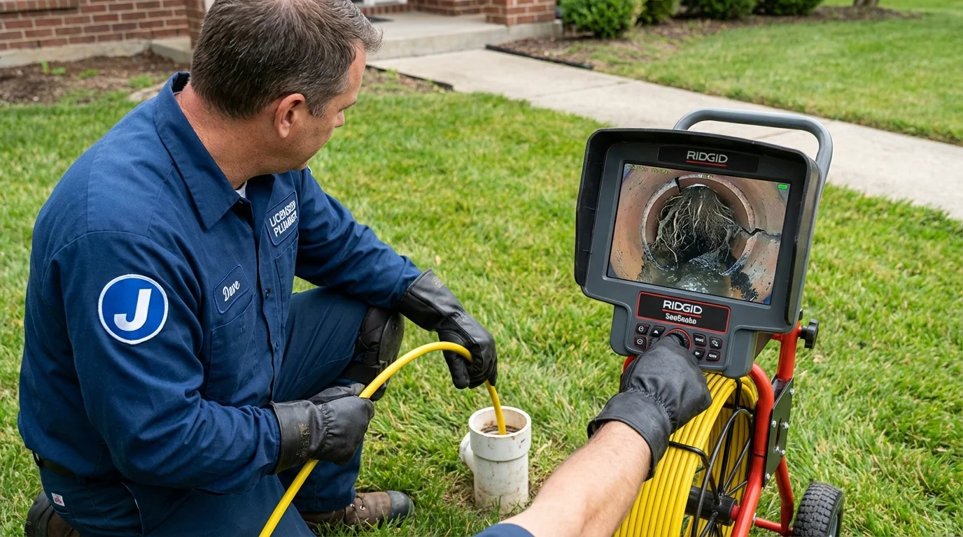 Sewer camera inspection being performed by Johns Plumbing LLC in Andover
